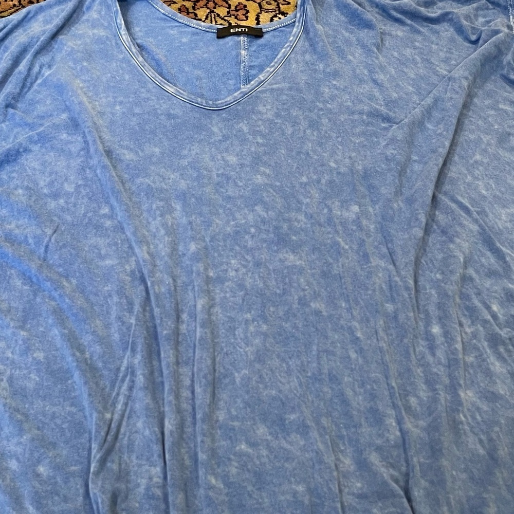 Enti Blue Flowy Oversized V Neck Short Sleeve Top Women’s Size S - Picture 4 of 6